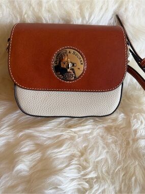 Dooney & Bourke Brown and Cream Pebble Leather Mini Crossbody
